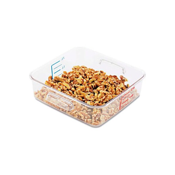Rubbermaid Commercial SpaceSaver Square Containers, 2 Qt., 8 4/5"W x 8 3/4"D x 2 7/10"H, Clear